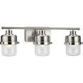 thumbnail image 1 of Beckner Collection Three-Light Brushed Nickel Clear Glass Urban Industrial Bath Light, 1 of 12