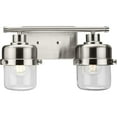 thumbnail image 1 of Beckner Collection Two-Light Brushed Nickel Clear Glass Urban Industrial Bath Light, 1 of 12