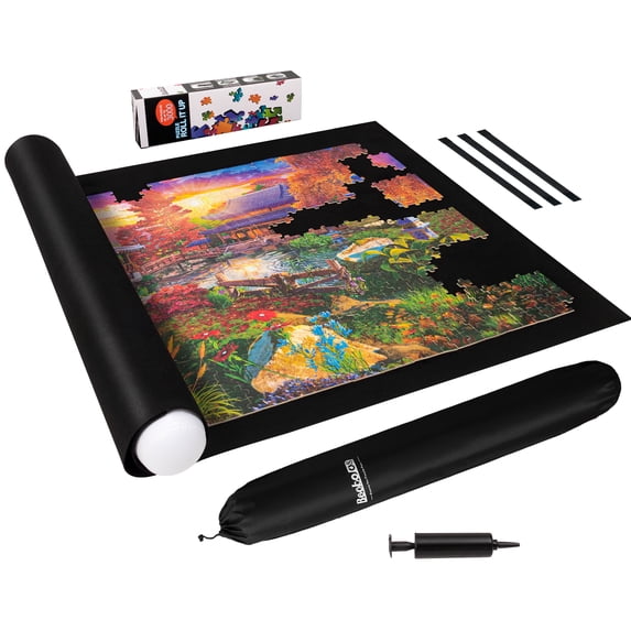 Becko US 3000-piece Jigsaw Puzzle Mat Roll Up, Puzzle Storage (Black)