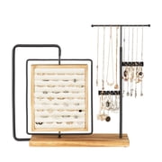 Becko US Jewelry Organizer Stand Jewelry Holder for Necklaces, Bracelets, Earrings, Rings Light Brown