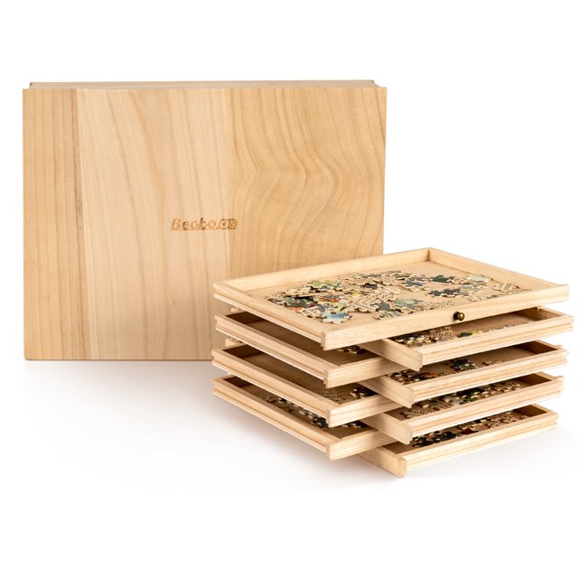 Becko US Tavola Puzzle 1500 Pezzi Con 6 Vassoi E Tappetino Coprente - Base Pieghevole Portatile Con Linee Guida Per Puzzle Da 1500/1000/750/500 Pezzi - 4