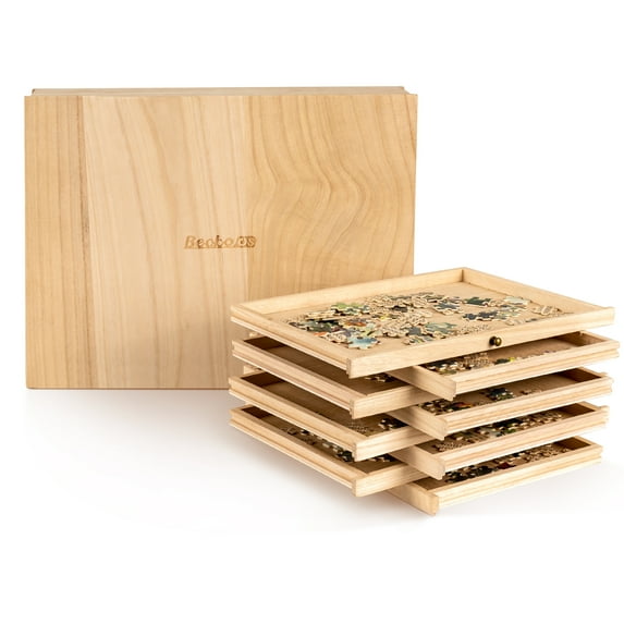 Becko US Wooden Jigsaw Puzzle Sorting Trays with Drawer Design for Jigsaw Puzzle Up to 1500 Pieces (8 Trays)