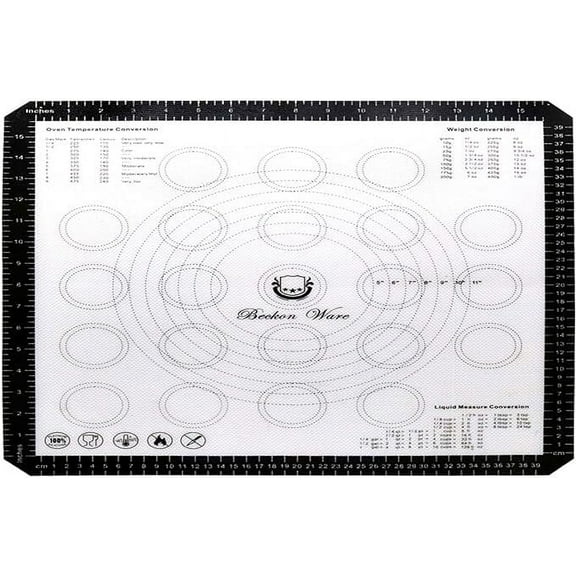 Beckon Ware Nonstick Silicone Baking Mat - Half Cookie Sheet Liner Silicone Mat with Guides for Use as a Cookie Mat, Fondant Mat, Pizza Mat or Pastry Mat Silicone Non Slip - 11.6x16.5
