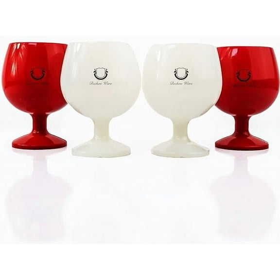Beckon Ware Unbreakable Wine Glasses with Stems, Set of 4, Flexible Silicone Cups for Red and White Cocktails