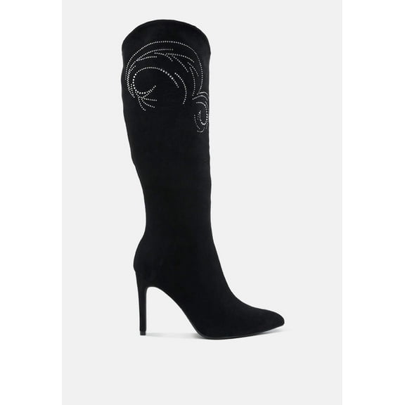 Becks Rhinestone Patterned Calf Boots
