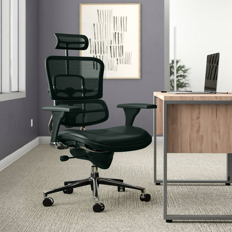 Beckson Ergonomic Leather Task Chair Lumbar Support Arms can be adjusted up and down