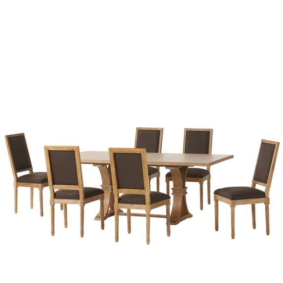 Beckstrom French Country Wood 7-Piece Expandable Dining Set, Brown and Natural