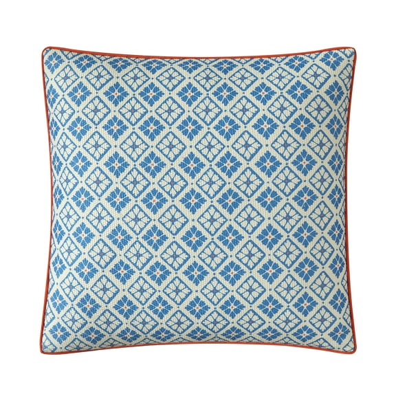 Mainstays by Becky G. & Alejandra Decorative Pillow, Blue Eyes Tile Medallion, 18" x 18"