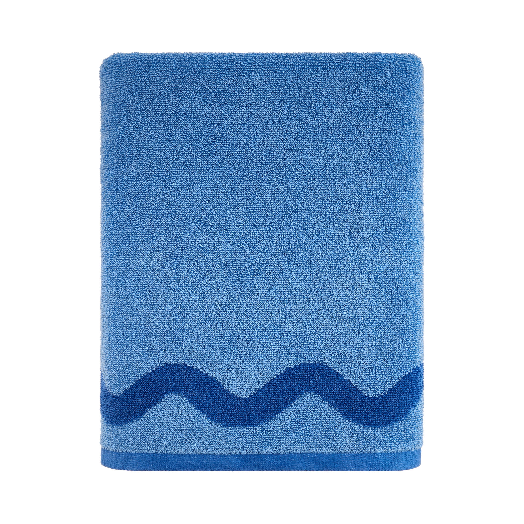 Mainstays by Becky G. & Alejandra 100% Cotton Performance Bath Towel, Blue Scallop