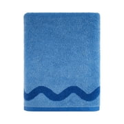 Mainstays by Becky G. & Alejandra 100% Cotton Performance Bath Towel, Blue Scallop
