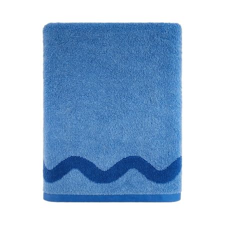 Becky G + Alejandra Back to College Scallop Blue Towel 30x54 Soft & Highly Absorbent Towel for Bathroom 100% Cotton