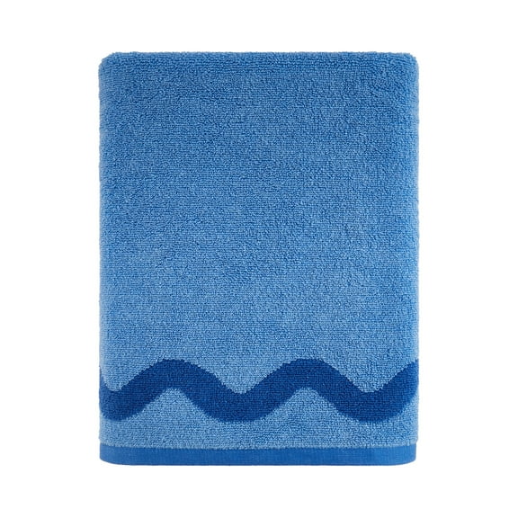 Mainstays by Becky G. & Alejandra 100% Cotton Performance Bath Towel, Blue Scallop