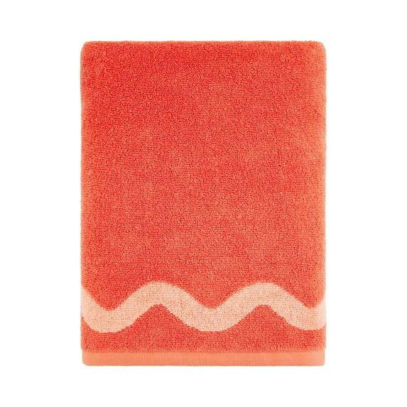 Mainstays by Becky G. & Alejandra 100% Cotton Performance Bath Towel, Orange Scallop