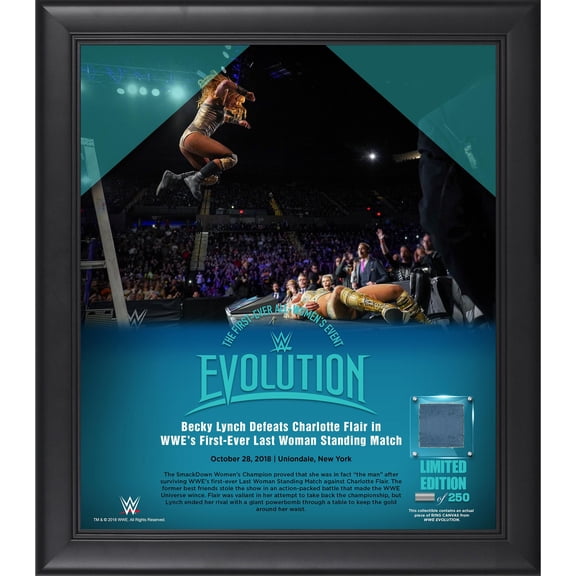 Becky Lynch World Wrestling Entertainment Framed 15" x 17" 2018 Evolution Collage with a Piece of Match-Used Canvas - Limited Edition of 250 - Fanatics Authentic Certified