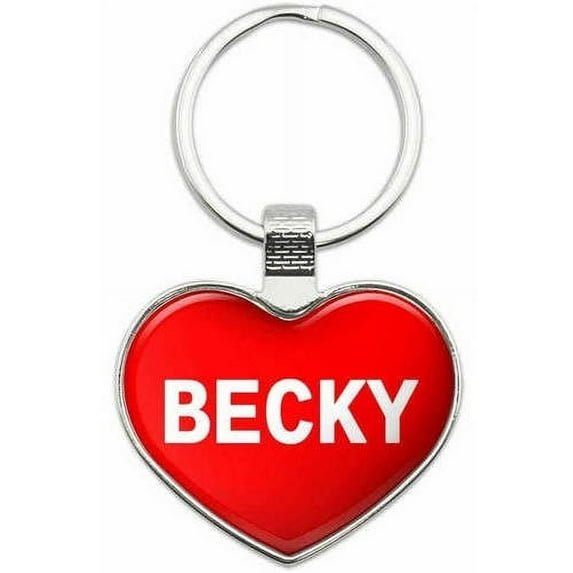 Becky - Names Female Metal Heart Keychain Key Chain Ring, Multiple Colors Available
