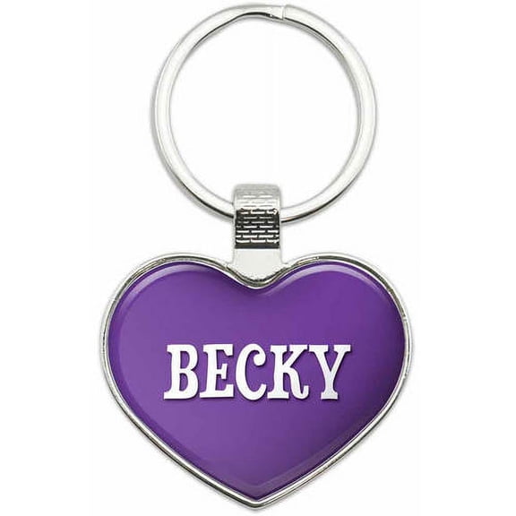 Becky - Names Female Metal Heart Keychain Key Chain Ring, Multiple Colors Available
