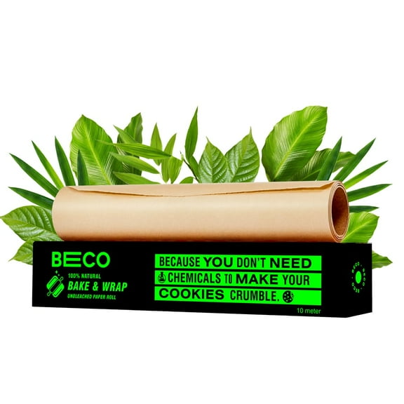 Beco Eco-Friendly Baking & Wrapping Paper, 10 Meter Roll, Pack Of 1, 100% Bamboo Pulp & Chemical Free Parchment Paper