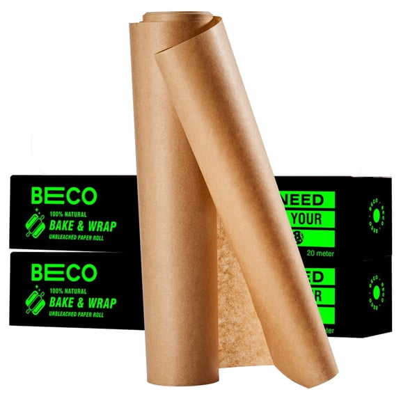 Beco Eco-Friendly Baking & Wrapping Paper, 20 Meter Roll Each, Pack Of 2, 100% Bamboo Pulp & Chemical Free Parchment Paper