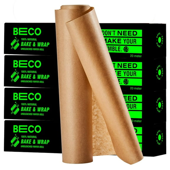 Beco Eco-Friendly Baking & Wrapping Paper, 20 Meter Roll Each, Pack Of 4, 100% Bamboo Pulp & Chemical Free Parchment Paper