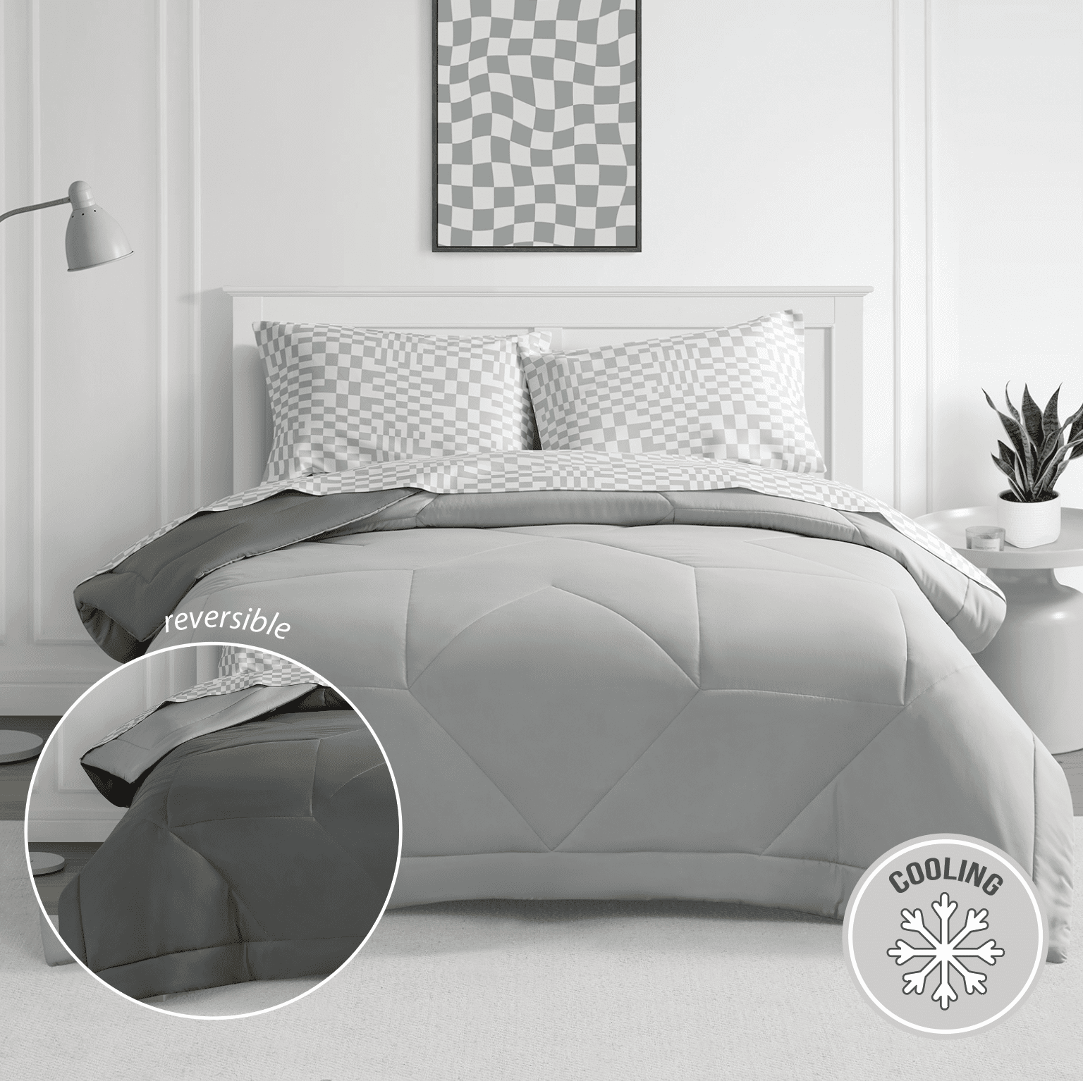 Bco Home 5-Piece Cooling Technology Gray Comforter and Sheet Set, Full