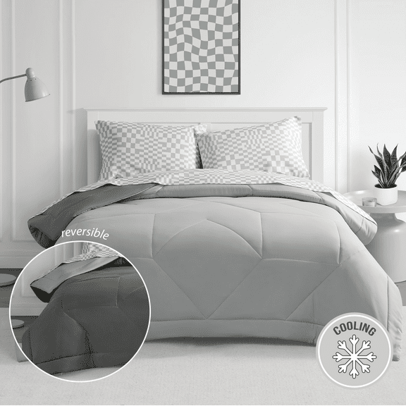 Bco Home 5-Piece Cooling Technology Gray Comforter and Sheet Set, Queen