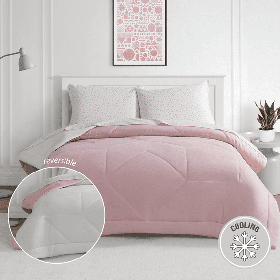 Bco Home 5-Piece Cooling Technology Pink Comforter and Sheet Set, Full