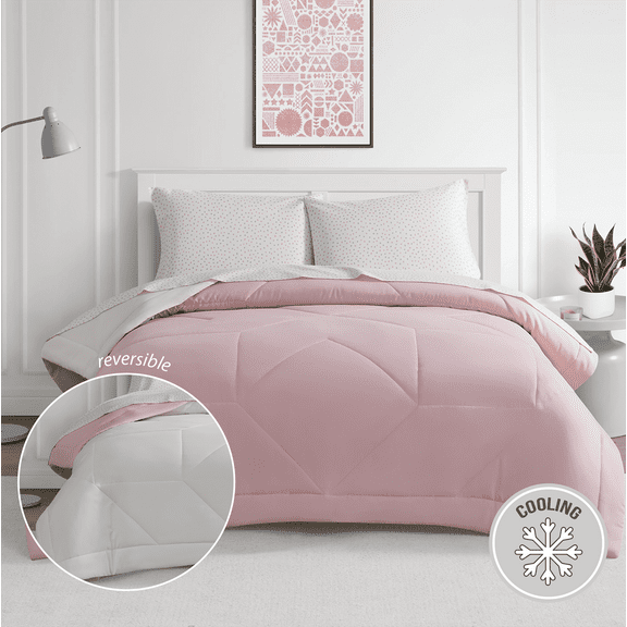 Bco Home 5-Piece Cooling Technology Pink Comforter and Sheet Set, Queen