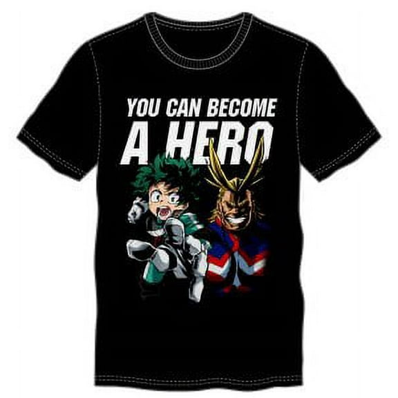 Become A Hero My Hero Academia Anime Cartoon Mens Black Graphic Tee-S