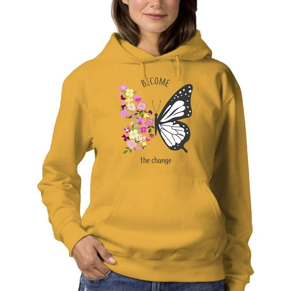 Become The Change Butterfly. Hoodie Women -Image by Shutterstock, Female 3X-Large