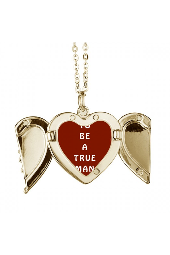 Become True Man Love Future Folded Wings Peach Heart Pendant Necklace
