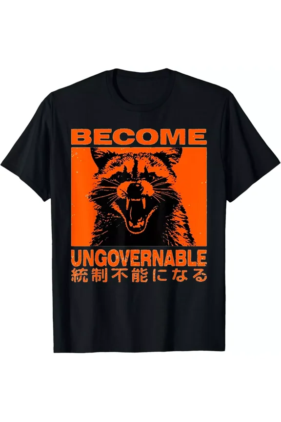 Become Ungovernable Funny Raccoon Japanese Apparel T-Shirt