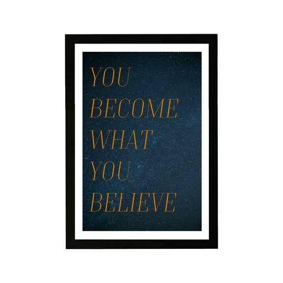'Become What You Believe' Inspirational quotes 13" x 1.00" Framed Painting Art Print, by Wynwood Studio