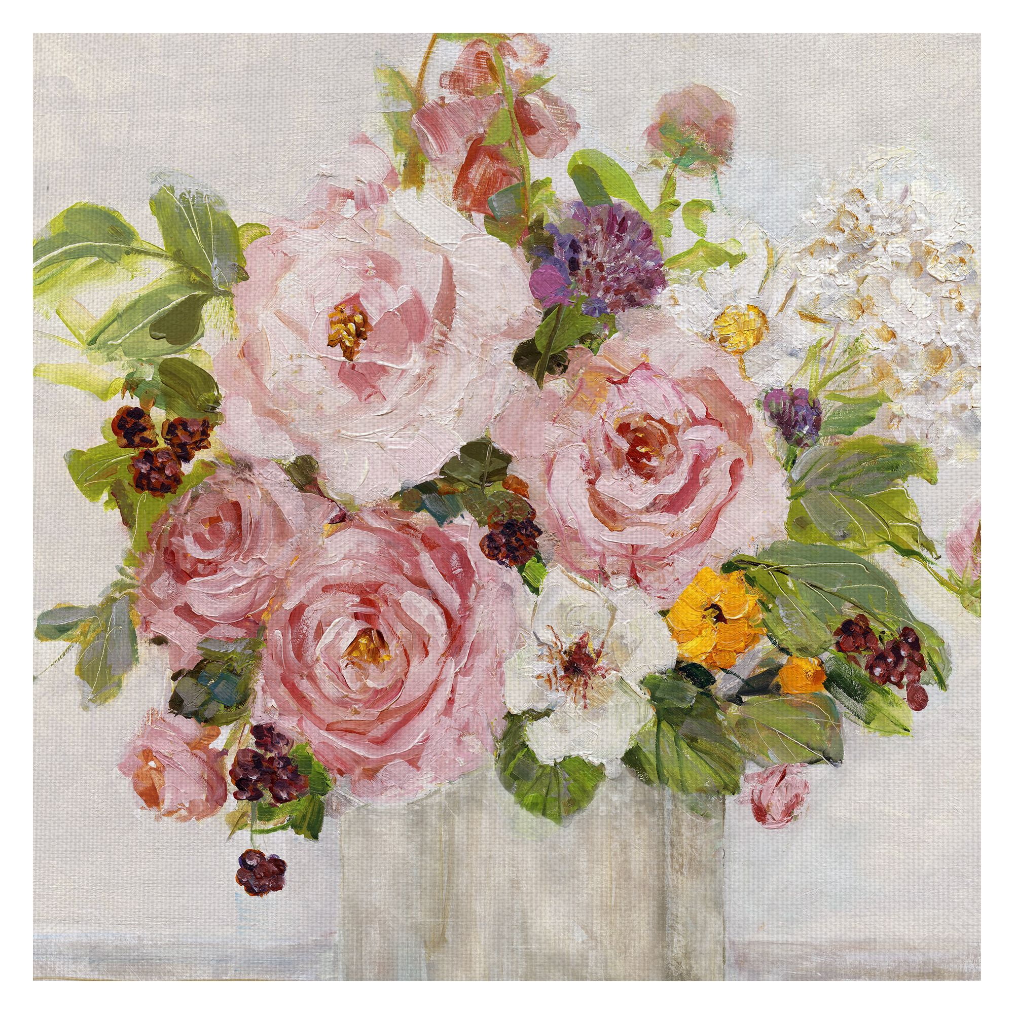 Becoming Blush I Assorted Flower Bouquet by Sally Swatland Canvas Art Print