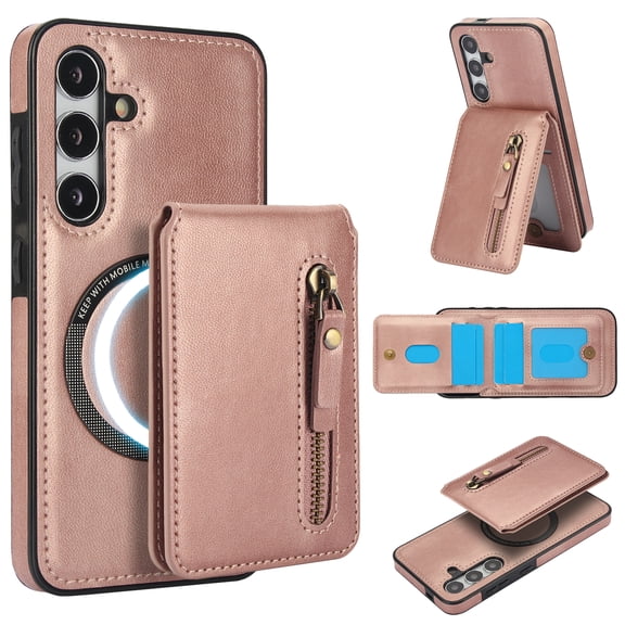 Becova 2-in-1 Magnetic Wallet Case for Samsung Galaxy S26 FE, Detachable Leather Card Holder Phone Case with Zipper Pocket, RFID Protection, Wireless Charging Compatible, Multi-View Stand Cover