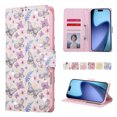 thumbnail image 1 of Becova Flip Wallet Case for Apple iPhone 18 Pro, Stylish Floral Embossed Protective Cards Slots Stand Anti-Scratch Hand Strap Protective Phone Cover for Women Girls, 1 of 6