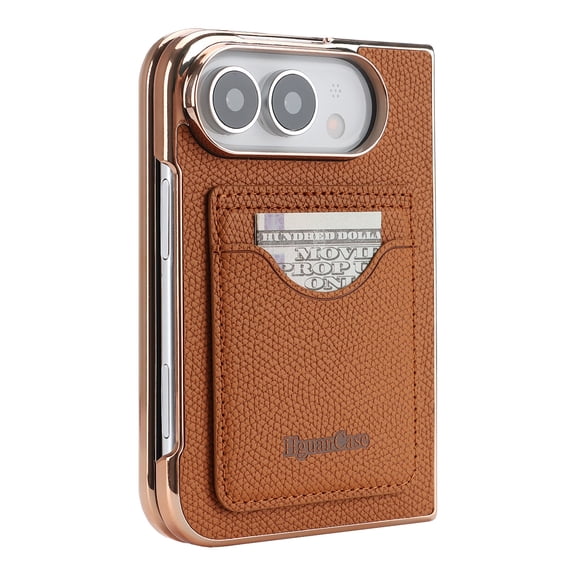 Becova Slim Case for iPhone Duo with Card Holder, PU Leather RFID Blocking Wallet Phone Case Support Wireless Charging Shockproof Protective Back Cover for Women Men, Brown