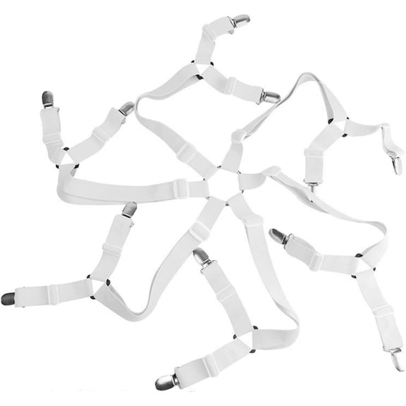 Bed Accessories Bed Sheet Clips 6 Sides Strong Grippers Fasteners Elastic for Sheet Holders Mattress Clips Straps Adjustable Clamps for Sheets Convenient and Practical (Color : White)