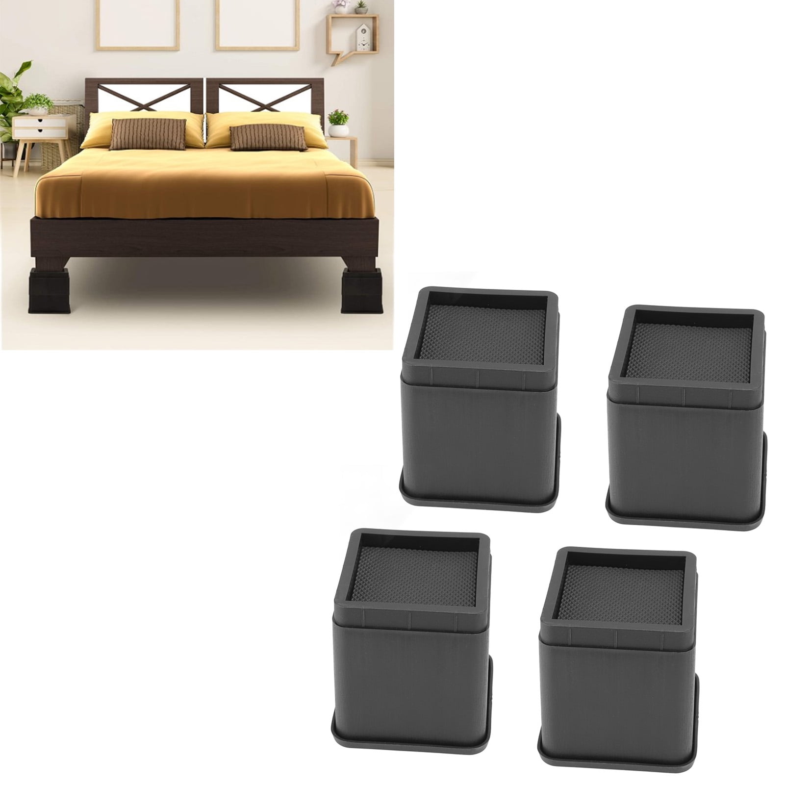 Bed And Furniture Raisers Set, 4Pcs Bed Risers Lift Furniture Risers