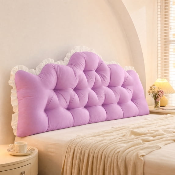Bed Backrest Cushion, TOUMENY Ergonomic Headboard Support Pillow, 100cm Soft Lumbar Reading Rest Cushion for Bedroom Bed, Purple