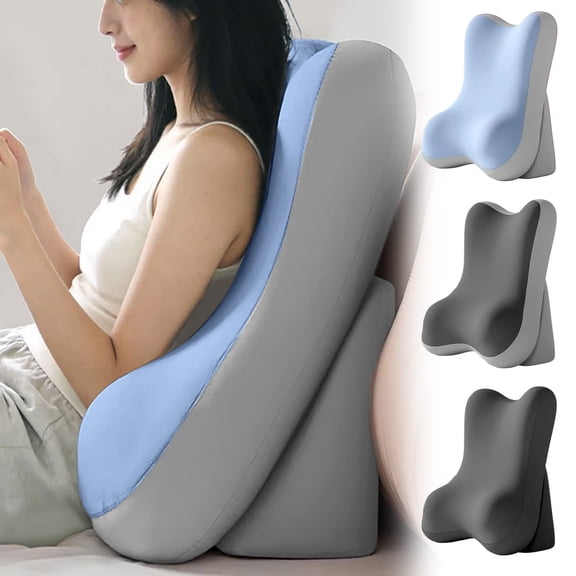 Bed Backrest Pillow,Adjustable Foam Support Cushion,Removable Washable Cover Multi Angle Waist Pad for Bed Reading Rest Lying Support(Gray)