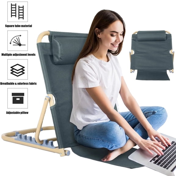 Bed Backrest Support, Elevated Bed Back with Headrest, Portable Folding 6 Level Adjustable Seat and Stand Back, Breathable Sit-up Back Rest for Elderly Patient Back Neck Head Lumbar Support