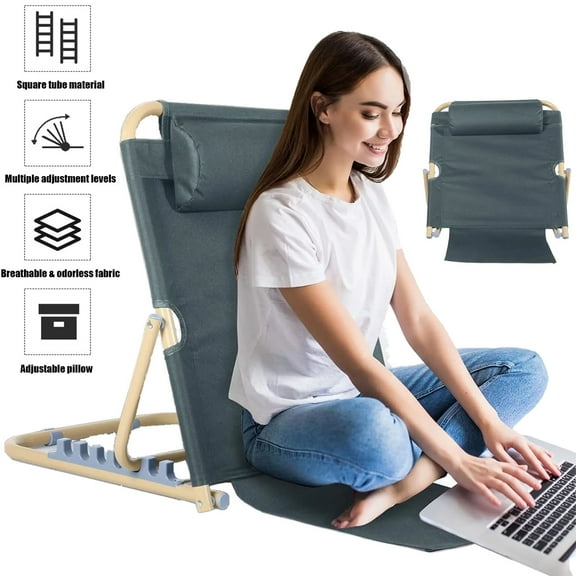 Bed Backrest Support, Elevated Bed Back with Headrest, Portable Folding 6 Level Adjustable Seat and Stand Back, Breathable Sit-up Back Rest for Elderly Patient Back Neck Head Lumbar Support