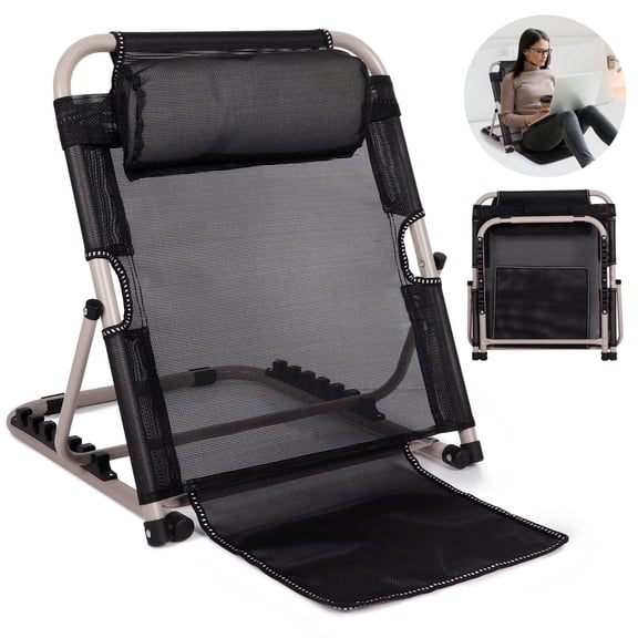 Bed Backrest with Pillow, Adjustable Foldable Bed Chair Support, Portable Sit-up Lumbar Rest, Multifunctional Back Neck Support