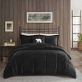 thumbnail image 1 of Bed In A Bag, 4-Piece King Plush to Sherpa Down Alternative Comforter Set,Black/Black, Black Cotton Bedding Set,Polyester Bed Sheet Set, Household Supplies & Décor Bedding Bedding Sets, 1 of 17