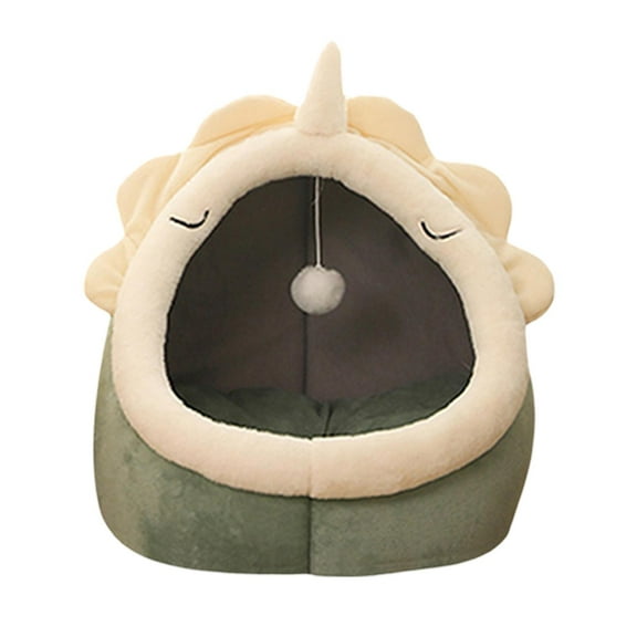 Bed Basket Dog Hut Kennel Soft Plush Cuddle Sleeping Cushion Pad Green S