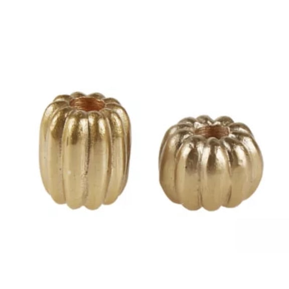 Bed Bath & Beyond 1 Set Of 2 Gold Pumpkin Metal Taper Candle Holders:-NEW-SHIP24