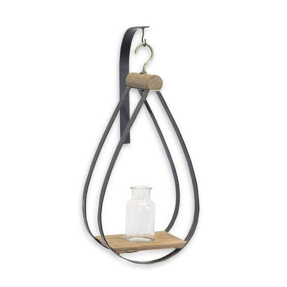 Bed Bath & Beyond 21" Gray Wood, Metal, Glass Hanging Bottle Vase, Set of 2