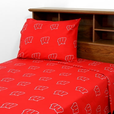 Bed Bath & Beyond 3-Piece 200 Thead Count Wisconsin Badgers Cotton Sateen Sheet Set, Twin