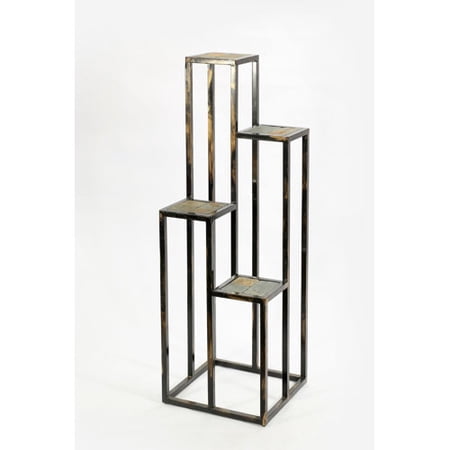 Bed Bath & Beyond 48” x 16” x 48” 4-Tier Grey Stone Cast Iron Plant Stand with Fancy Scrollwork