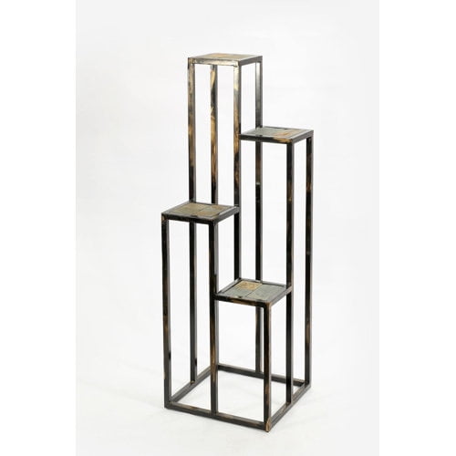Bed Bath & Beyond 48” x 16” x 48” 4-Tier Grey Stone Cast Iron Plant Stand with Fancy Scrollwork
